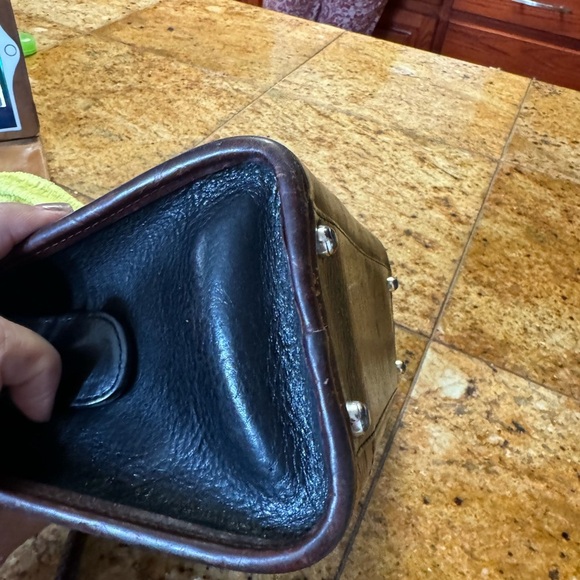 Brighton Croc Vtg Leather Satchel Embossed Classic Silver Trim Bag Purse - Picture 10 of 11